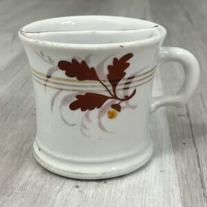 Antique Excelsior Hand Painted Porcelain Oak Leaf Acorn Shaving Scuttle Mug